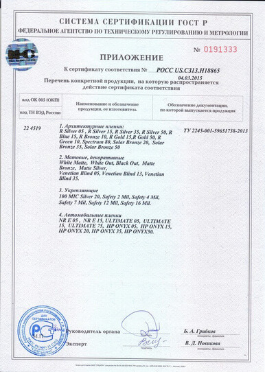 Приложение к сертификату соответствия №POCC US C.313 H18865